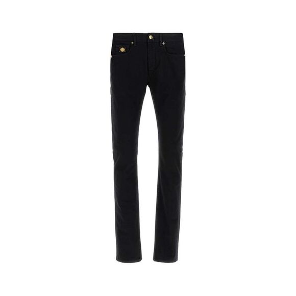 VERSACE Medusa Studded Straight Leg Jeans Men BLACK Pants